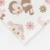 Rosa Brown-Dschungel-Tier-Muster personalisiert Fleecedecke (Ecke)