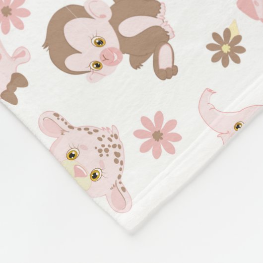 Rosa Brown-Dschungel-Tier-Muster personalisiert Fleecedecke (Ecke)