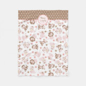 Rosa Brown-Dschungel-Tier-Muster personalisiert Fleecedecke (Vorderseite)
