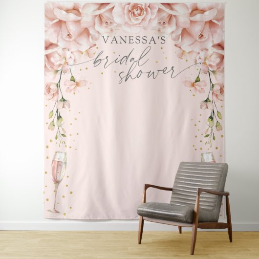 Rosa Brunch & Bubbly Brautparty Wandteppich (Beispiel)