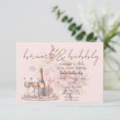 Rosa Brunch & Bubbly Hochzeitsdusche Einladung (Stehend Vorderseite)