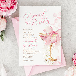 Rosa Brunch und Bubbly Brautparty Einladung