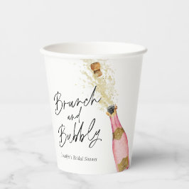 Rosa Brunch und Bubbly Brautparty Pappbecher