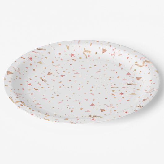 Rosa Brunch und Bubbly Brautparty Pappteller (Schrägansicht)