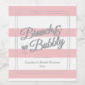 Rosa Brunch und Bubbly, Brautparty Weinetikett (Einzelnes Label)