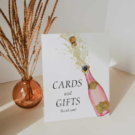 Rosa Brunch und Bubbly Cards und Geschenkzeichen Sockelschild