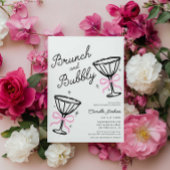 Rosa Brunch und Bubbly Whimsical Hand Drawing Einladung