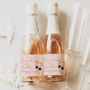 Rosa Brunch und sprudelnde Brautparty Schaumweinetikett