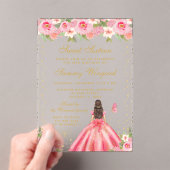 Rosa Brünette Haare Princess 16 . Geburtstag Acryleinladungen (Insitu (Handheld))