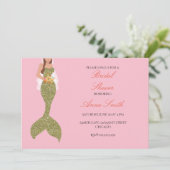 Rosa brünettes Meerjungfraueinladungs-Brautparty Einladung (Stehend Vorderseite)