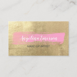 Rosa Brush Stoß auf Gold Makeup Artist Salon Visitenkarte