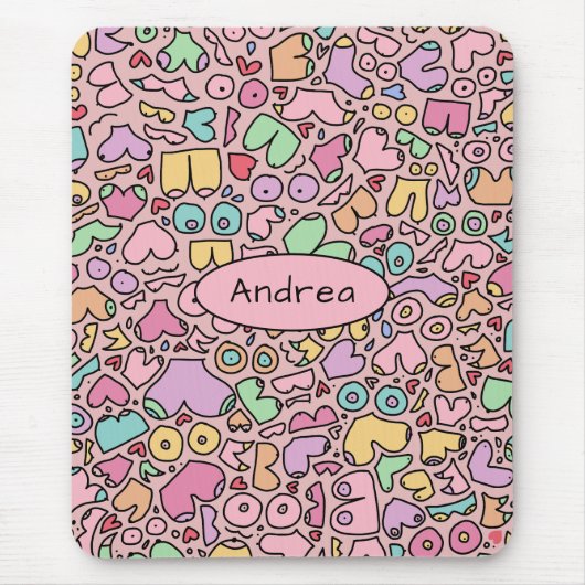Rosa Brüste populäre lustige Muster Mousepad (Vorne)