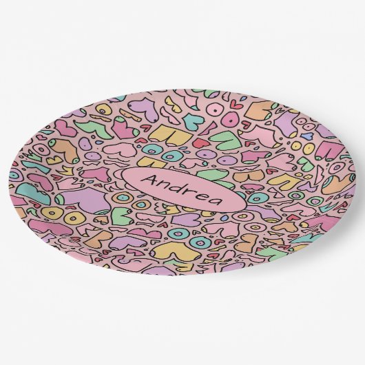 Rosa Brüste populäre lustige Muster Pappteller (Schrägansicht)