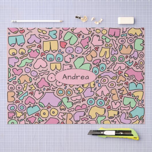 Rosa Brüste populäre lustige Muster Seidenpapier (Handwerk)