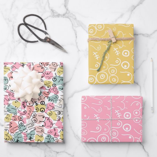 Rosa Brustfolie Geschenkpapier Set (Vorderseite)