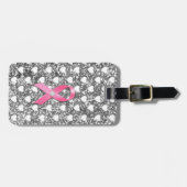 Rosa Brustkrebs-Band-Silber-Glitzer-Blick Gepäckanhänger (Vorderseite horizontal)