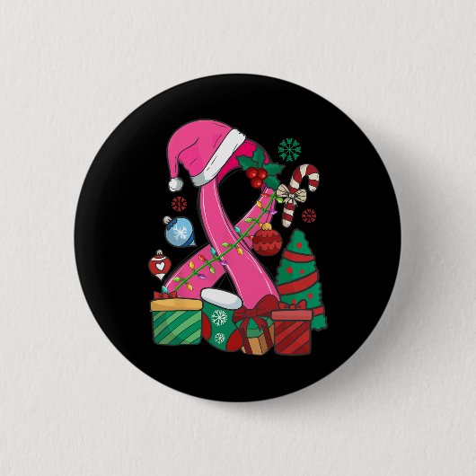 Rosa Brustkrebs Schleife Brustkrebs Button (Vorderseite)