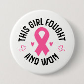 Rosa Brustkrebs Schleife Button-Button Button (Vorderseite)