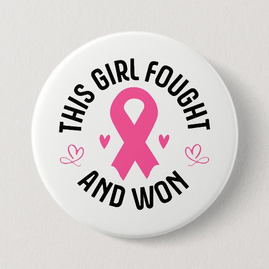 Rosa Brustkrebs Schleife Button-Button Button (Vorderseite)