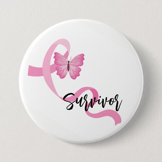 Rosa Brustkrebs Schleife Button-Button Button (Vorderseite)