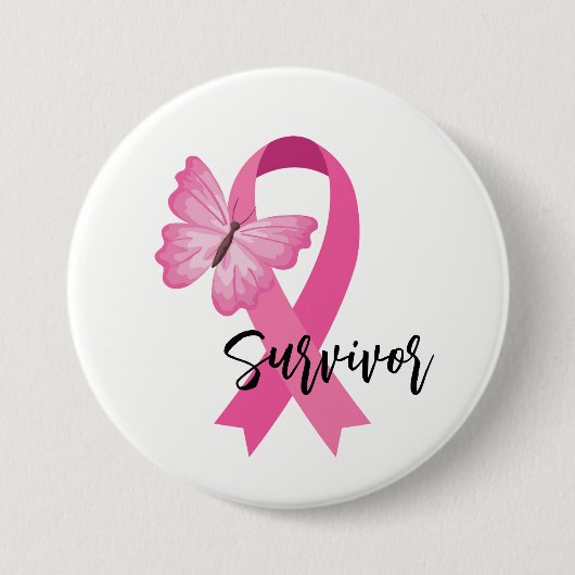 Rosa Brustkrebs Schleife Button-Button Button (Vorderseite)