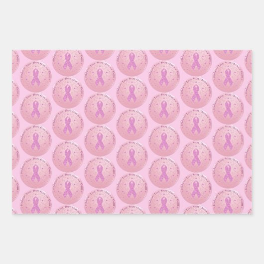 Rosa Brustkrebs Schleife Geschenkpapier Set (Vorderseite 3)