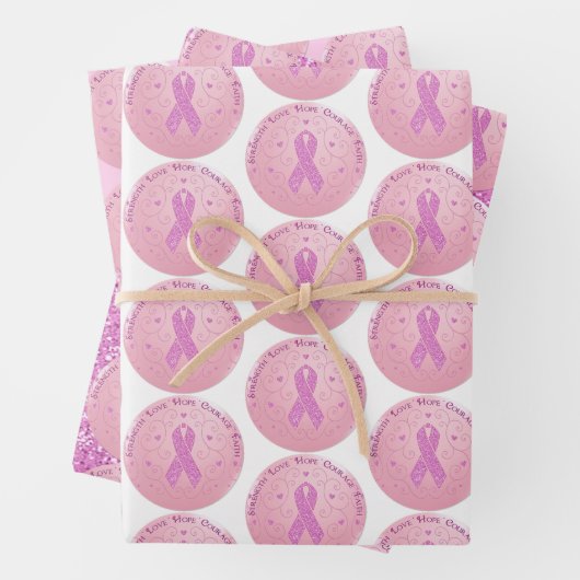 Rosa Brustkrebs Schleife Geschenkpapier Set (Beispiel)