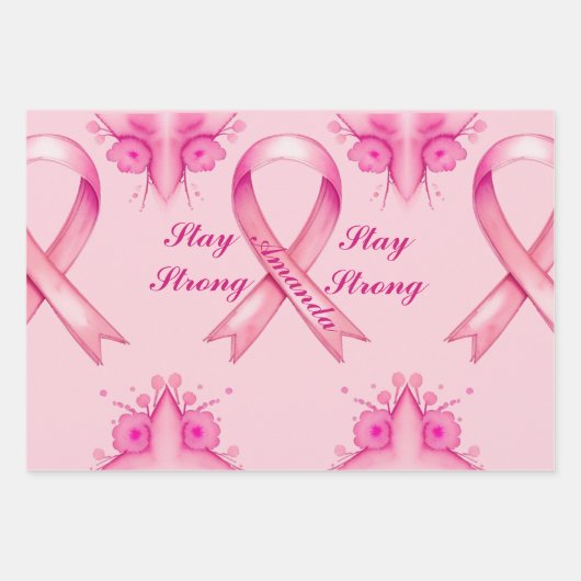 Rosa Brustkrebs Schleife Geschenkpapier Set (Vorderseite 3)