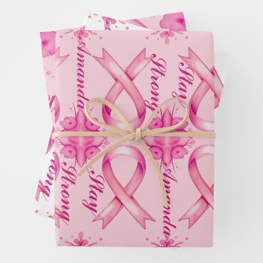 Rosa Brustkrebs Schleife Geschenkpapier Set (Beispiel)