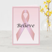 Rosa Brustkrebs Schleife glaubte Karte (Gelbe Blume)