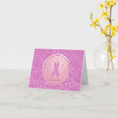 Rosa Brustkrebs Schleife Glitzer Card Karte (Gelbe Blume)