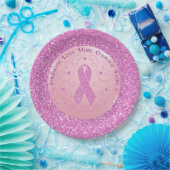 Rosa Brustkrebs Schleife Glitzer Paper Teller (Party)