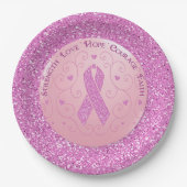 Rosa Brustkrebs Schleife Glitzer Paper Teller (Vorderseite)