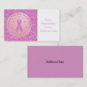 Rosa Brustkrebs Schleife Glitzer Visitenkarte 2 (Vorne/Hinten)