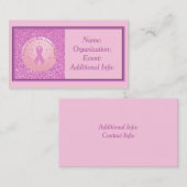 Rosa Brustkrebs Schleife Glitzer Visitenkarte 3 (Vorne/Hinten)