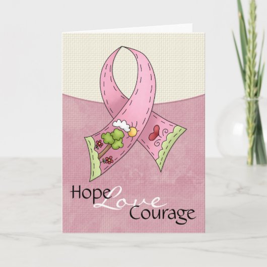 Rosa Brustkrebs Schleife Hope Liebe Courage Card Karte (Vorderseite)