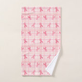 Rosa Brustkrebs Schleife Kariertes Muster Badhandtuch Set (Handtuch)