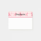Rosa Brustkrebs Schleife Kariertes Muster Post-it Klebezettel (Vorderseite)