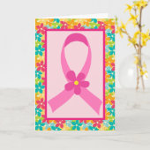 Rosa Brustkrebs Schleife Karte (Gelbe Blume)