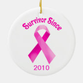 Rosa Brustkrebs Schleife Keramik Ornament (Hinten)