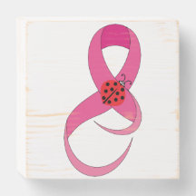 Rosa Brustkrebs Schleife Ladybug Luck Wood Box