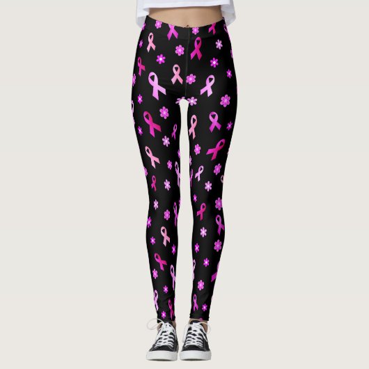 Rosa Brustkrebs Schleife Leggings (Vorderseite)