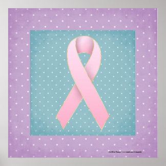 Rosa Brustkrebs Schleife Lila/Aquamarines Poster