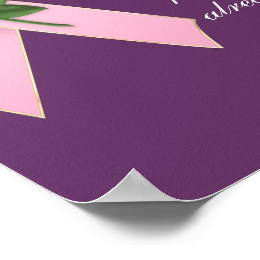 Rosa Brustkrebs Schleife mit/Rose Benutzerdefinier Poster (Ecke)