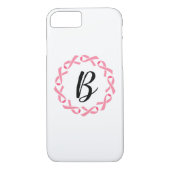 Rosa Brustkrebs Schleife Monogram Phone Case (Rückseite)