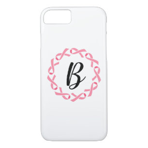 Rosa Brustkrebs Schleife Monogram Phone Case