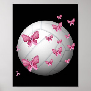 Rosa Brustkrebs Schleife Niedlich Volleyball Aware Poster