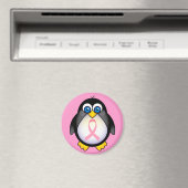 Rosa Brustkrebs Schleife Pinguin-Geschenk Magnet (In Situ (Geschirrspüler))