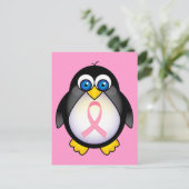 Rosa Brustkrebs Schleife Pinguin-Geschenk Postkarte (Stehend Vorderseite)