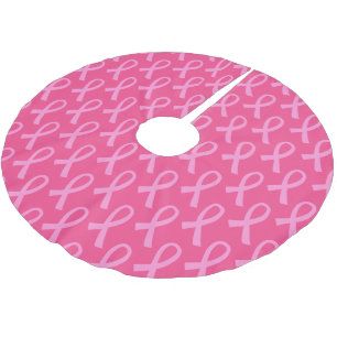 Rosa Brustkrebs Schleife Polyester Weihnachtsbaumdecke